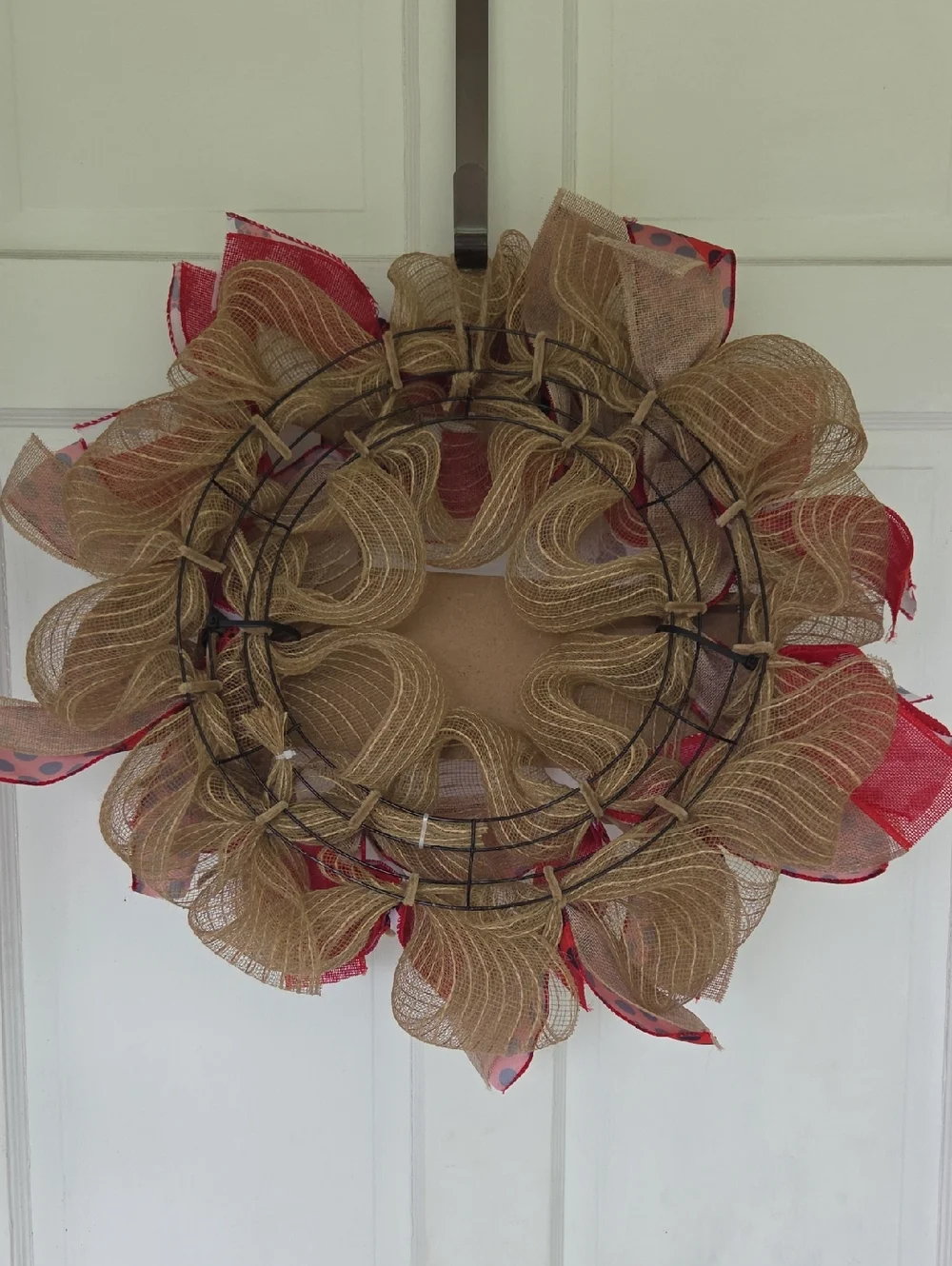 Welcome Ladybug Wreath Burlap Farmhouse Wreath Summer Wreath Ladybug Door Decor